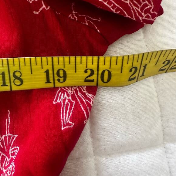 Vintage 90s RK ORIGINALS Womens Dress Red Maxi Whimsical All Over Print Retro 12 - Picture 10 of 13